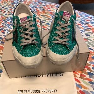 Golden goose barely worn size 40 European (10 USA) green/black womens sneakers